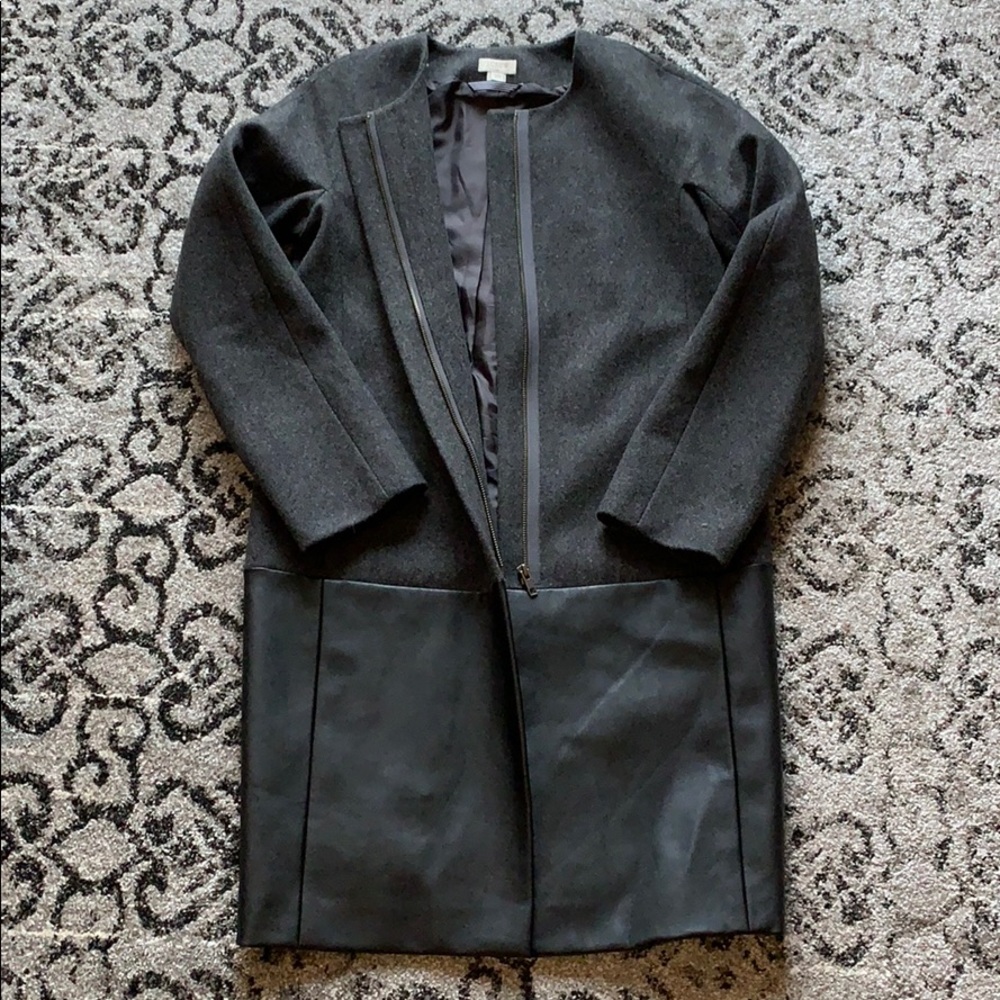 Jcrew Factory coat w/ faux leather panel